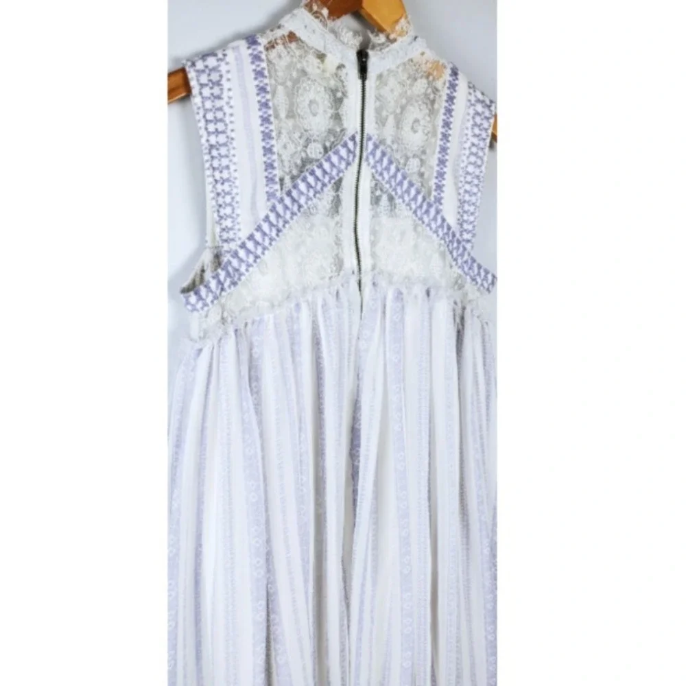 Free People Penny Georgette Babylon Dress Small Lavender Embroidered Lace Beaded